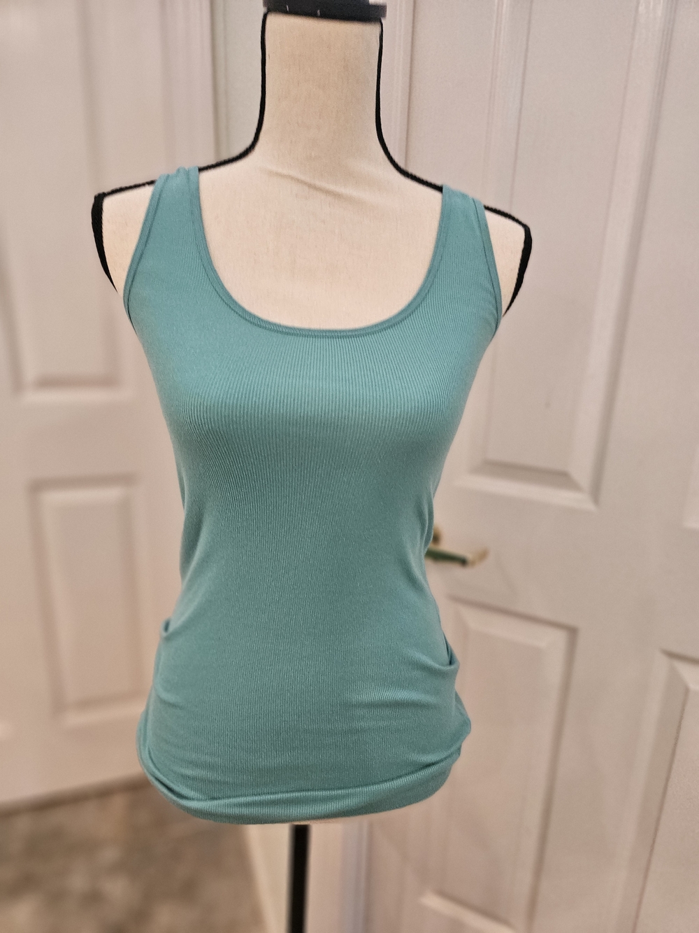 Americqn Eagle Scoop Neck Ribbed Tank Top - Aqua